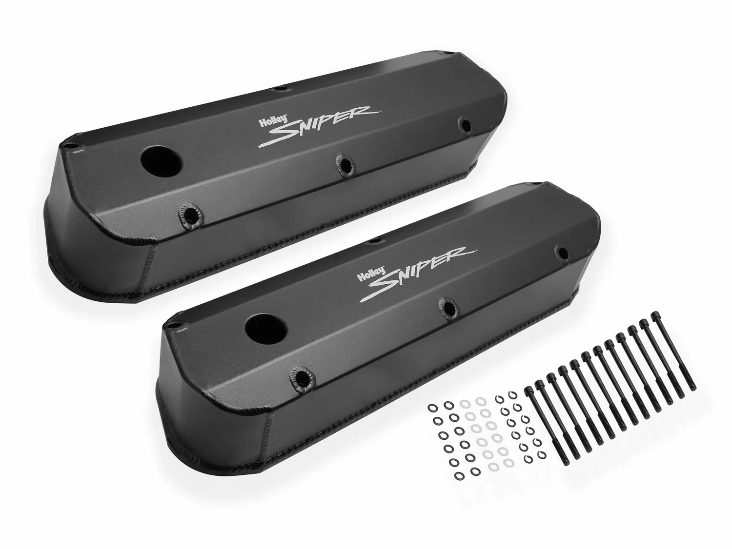 Sniper Fabricated Aluminum Valve Cover - Ford Small Block - Black Fini